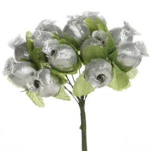 144 Artificial 3/4” Silver Poly Rose Buds DIY Wedding Bouquet Flowers Craft Decoration