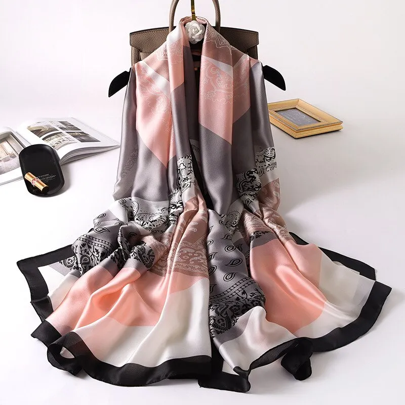 180*90cm Luxury Brand Women Summer Silk Scarves Shawls Lady Wrap Soft Female Echarpe Designer Beach stole Bandanna foulard pareo