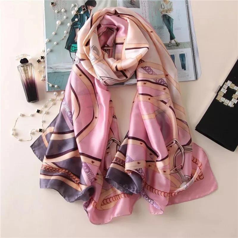 180*90cm Luxury Brand Women Summer Silk Scarves Shawls Lady Wrap Soft Female Echarpe Designer Beach stole Bandanna foulard pareo