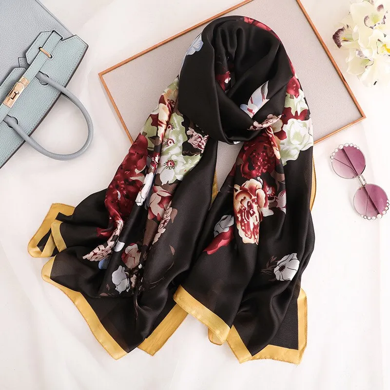 180*90cm Luxury Brand Women Summer Silk Scarves Shawls Lady Wrap Soft Female Echarpe Designer Beach stole Bandanna foulard pareo