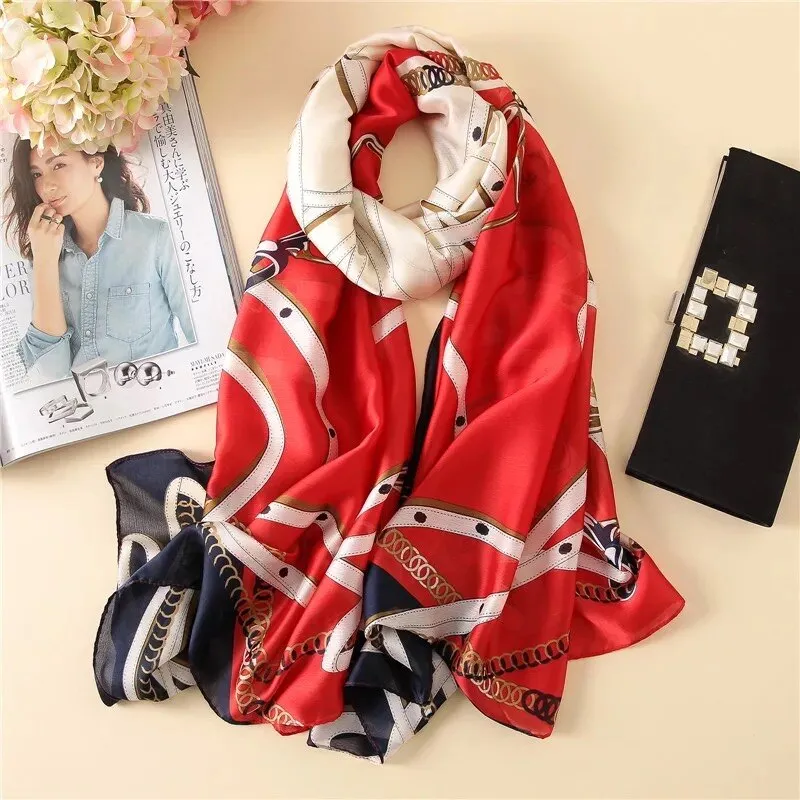 180*90cm Luxury Brand Women Summer Silk Scarves Shawls Lady Wrap Soft Female Echarpe Designer Beach stole Bandanna foulard pareo