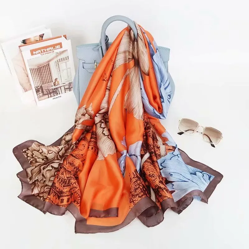 180*90cm Luxury Brand Women Summer Silk Scarves Shawls Lady Wrap Soft Female Echarpe Designer Beach stole Bandanna foulard pareo