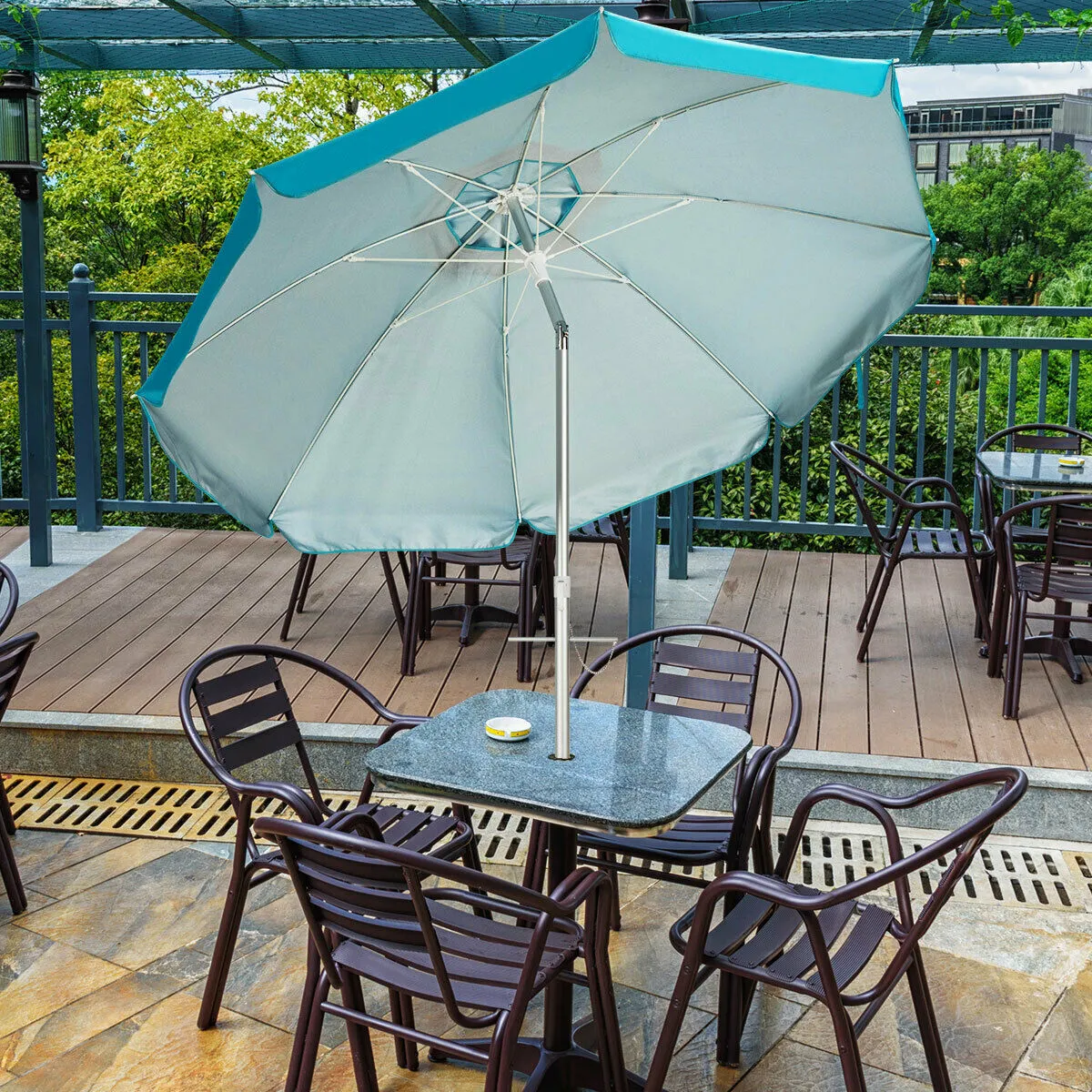 2m Sun Umbrella - Tilts with UPF 50  Protection-Blue