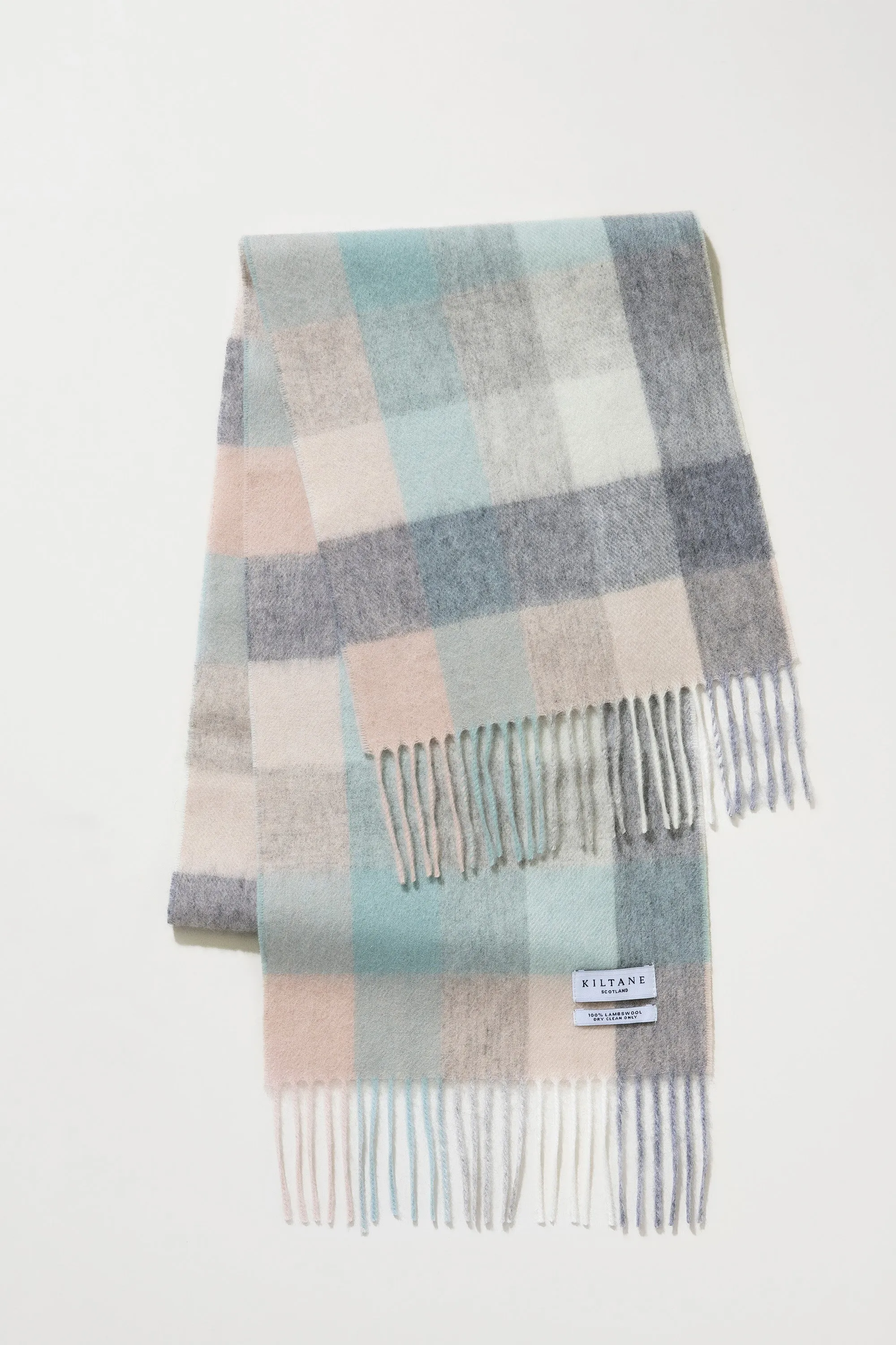 5 Square Check Lambswool Scarf - Brume