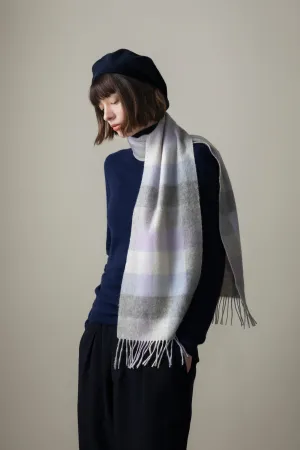 5 Square Check Lambswool Scarf - Lilac