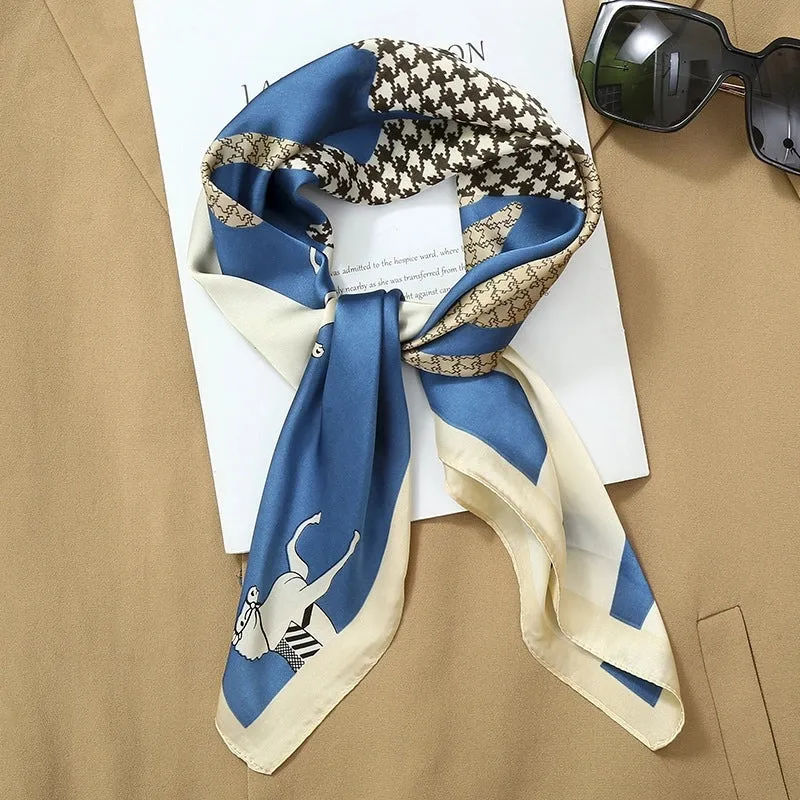 70*70  Striped Silk Scarf Women's Small Square Scarf Korean Style Versatile Professional Small Scarf Summer Thin Decorative Scarf