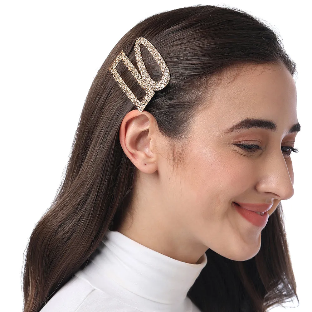 Accessorize London Set of 2 Gold Textured Grips Hair Clips