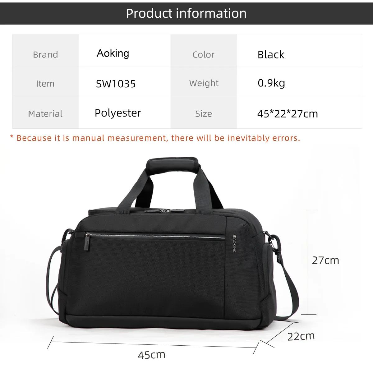 Aoking 3-in-1 Travel/Gym Smart Duffle Bag