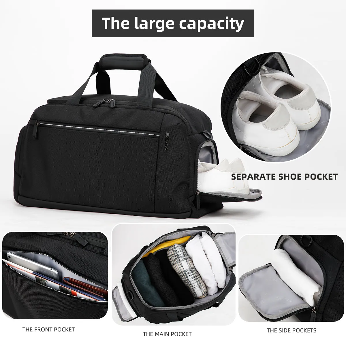 Aoking 3-in-1 Travel/Gym Smart Duffle Bag