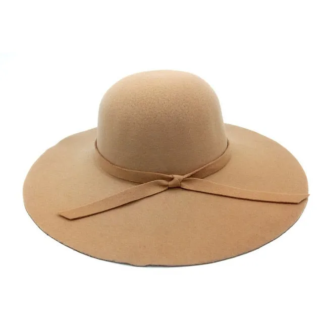 Autumn Winter Summer Fashion Fedoras Vintage Pure Women'S Beach Sun Hat Female Waves Large Brim Sunbonnet Lady