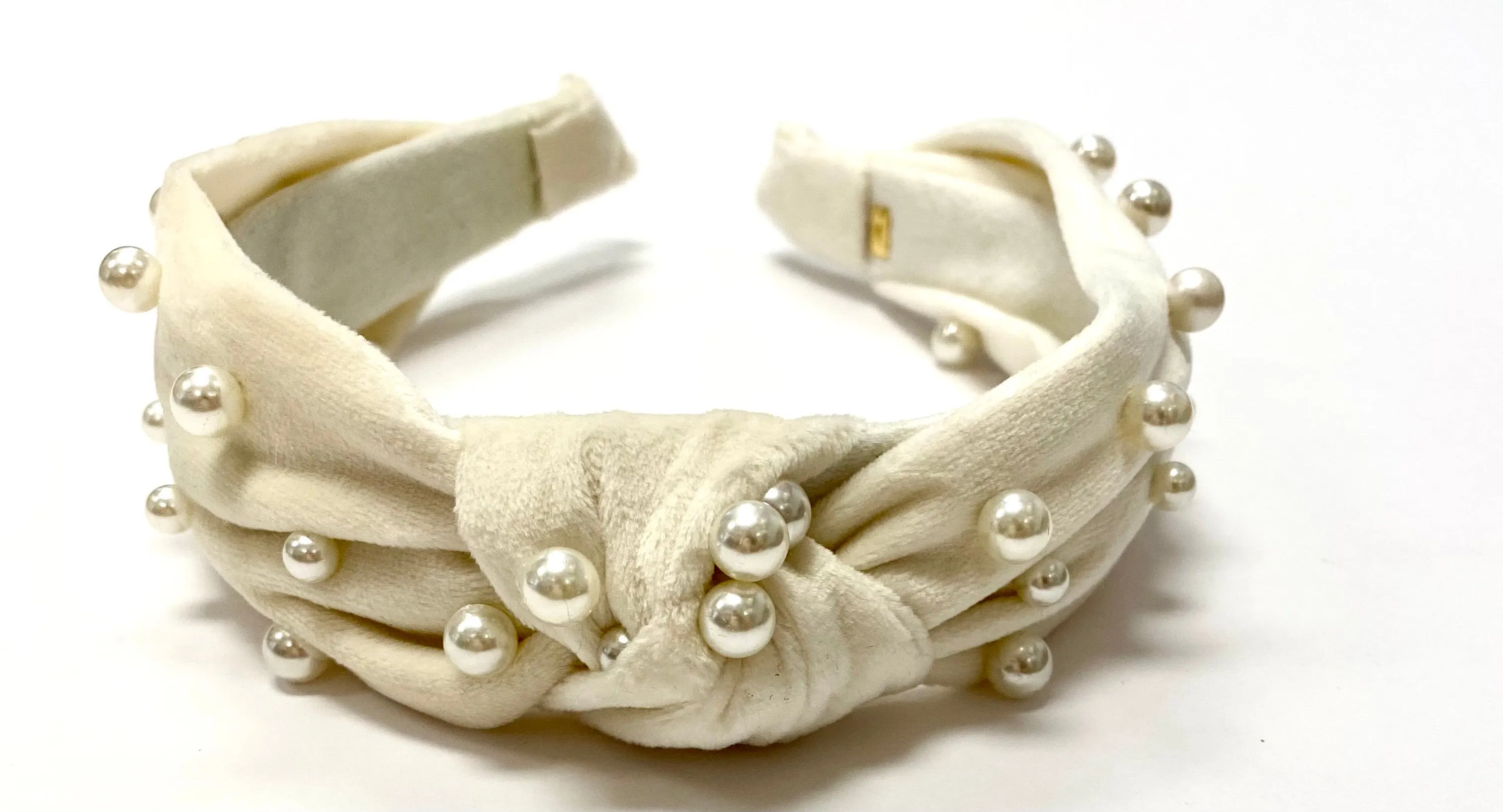 Bari Lynn Velour Twist Knot Headband with Pearls