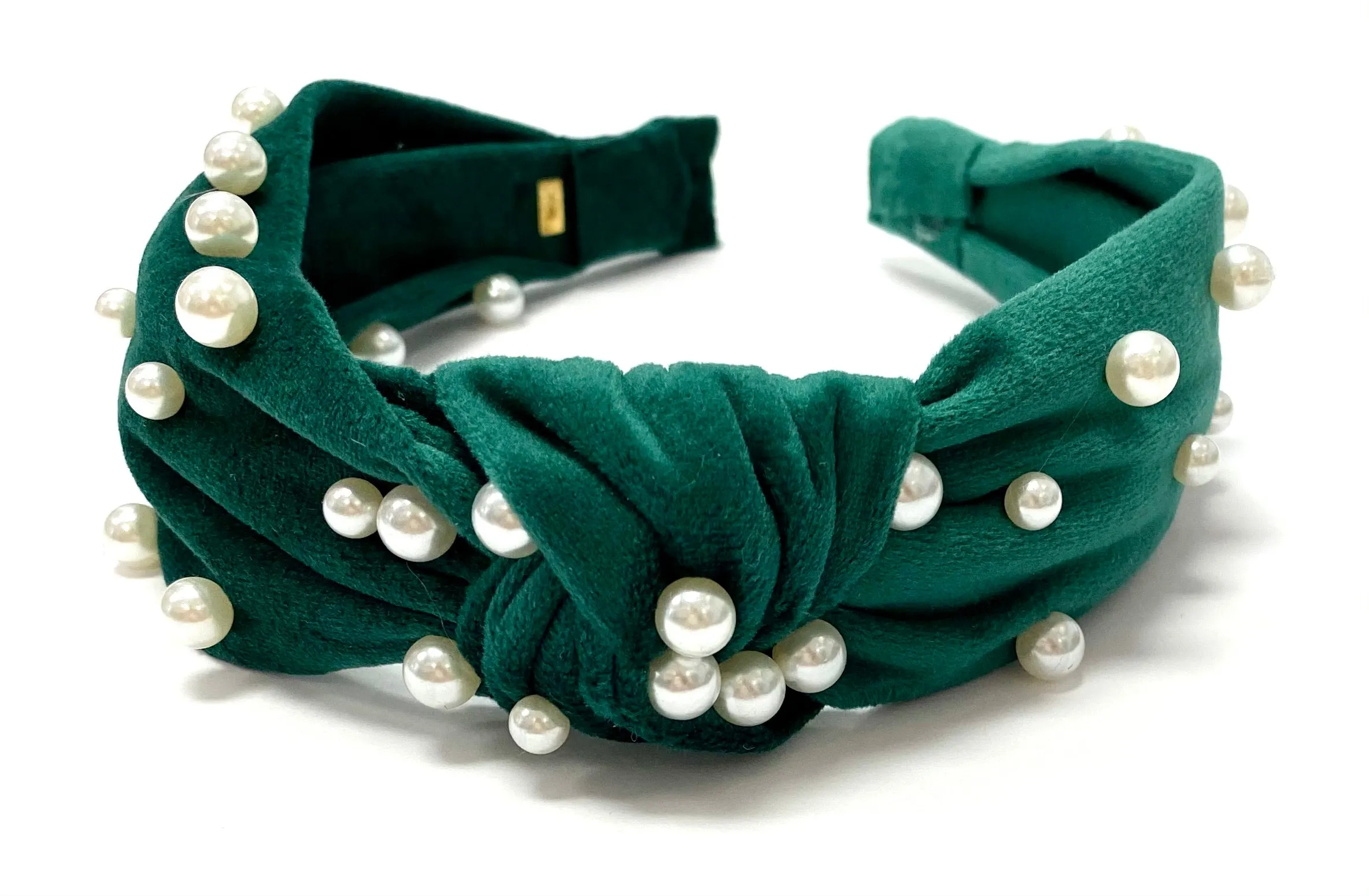 Bari Lynn Velour Twist Knot Headband with Pearls