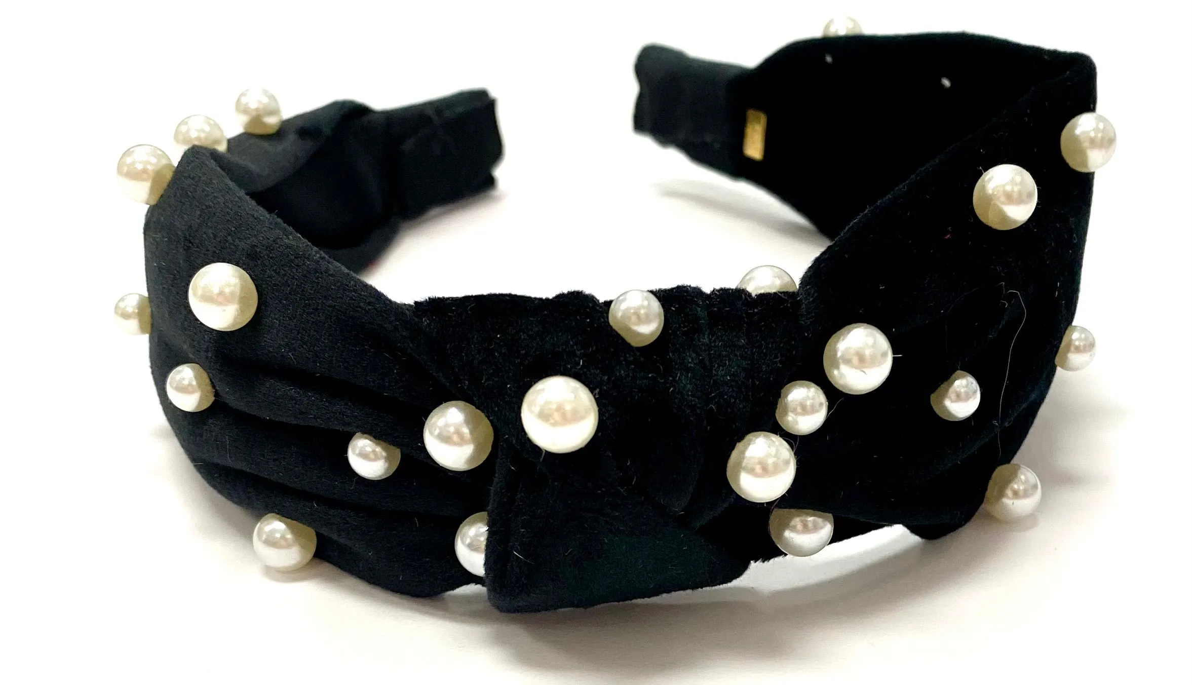 Bari Lynn Velour Twist Knot Headband with Pearls