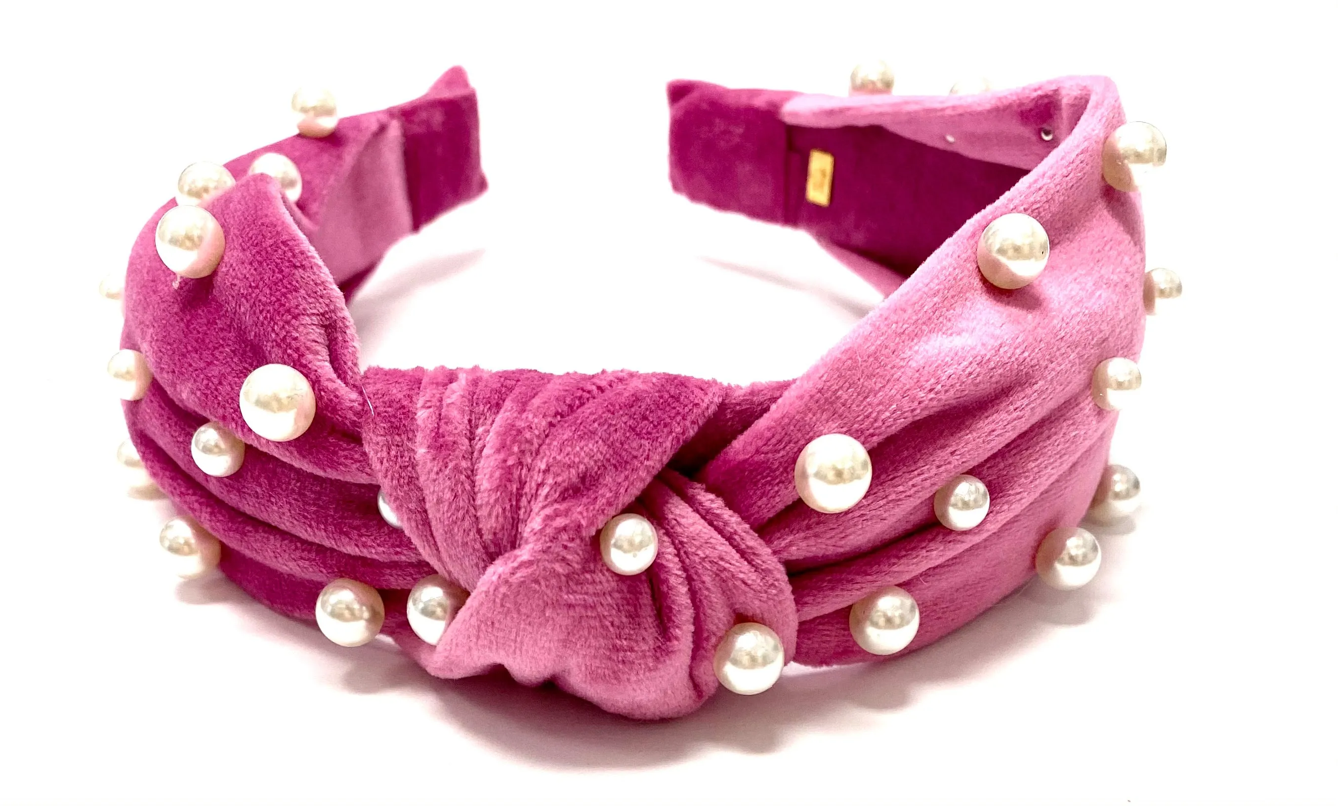 Bari Lynn Velour Twist Knot Headband with Pearls