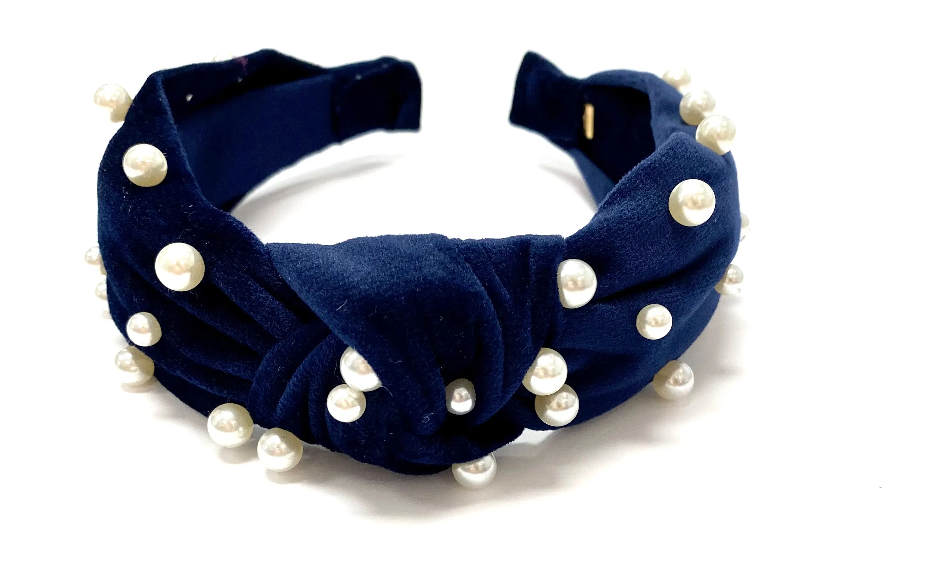 Bari Lynn Velour Twist Knot Headband with Pearls