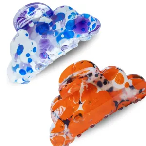 Beutifly Women Semi Oval Design Clip, 2 Color (Blue Orange)Semi Oval Design Clips, Strong Hold Hair oval design Clips, Fashion Hair Styling Accessories For Women & Girls (Multicolour) Pack Of 2