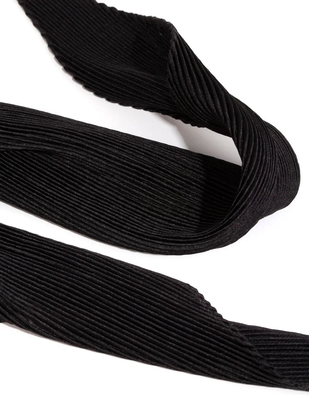 Black Satin Pleated Scarf