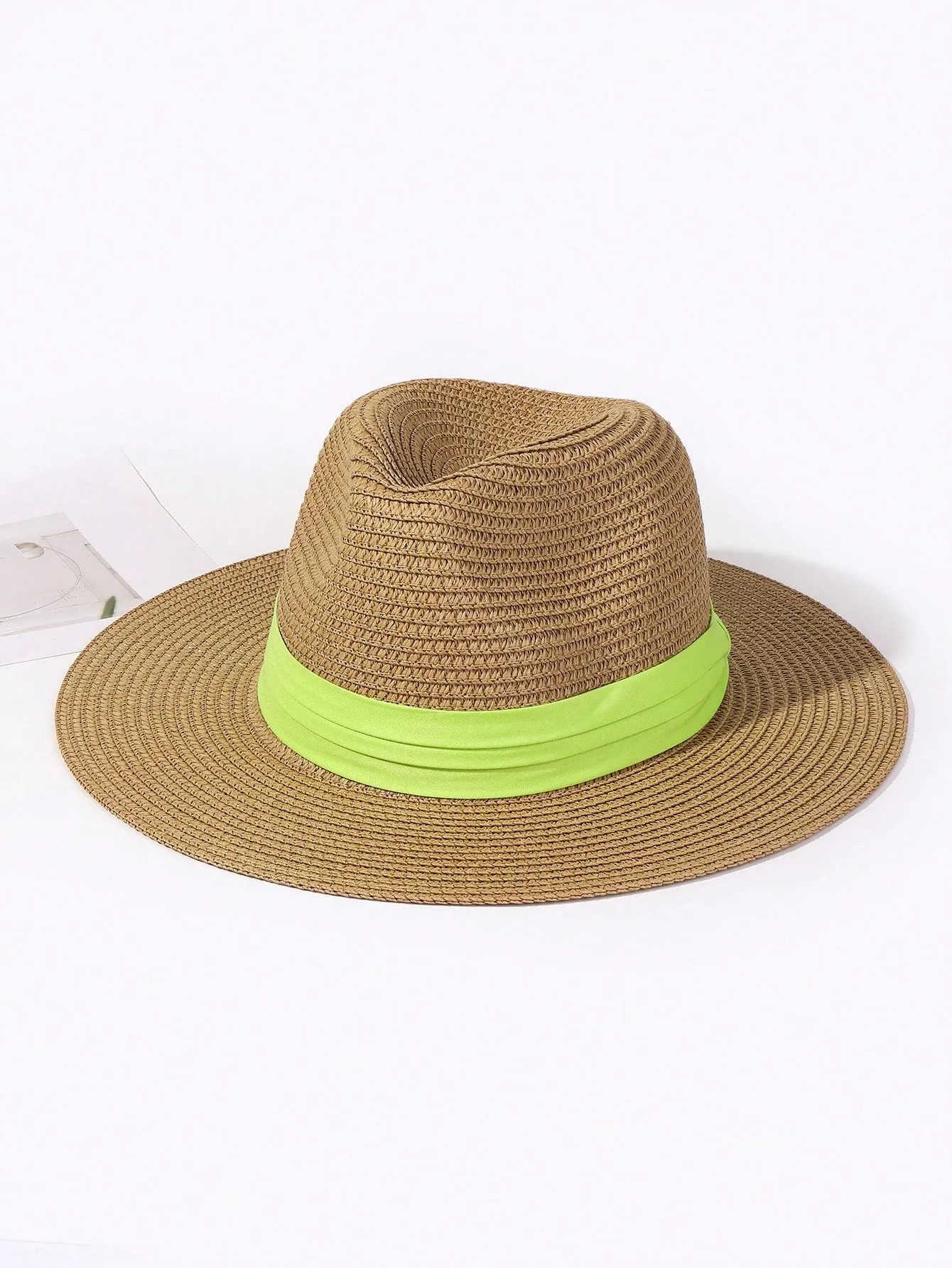 Boho Unisex Sun Hat Jazz Hat With Black Ribbon, Fashionable Panama Straw Beach Hat