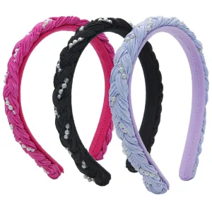 Braided Pearl Headbands - 3 Pack