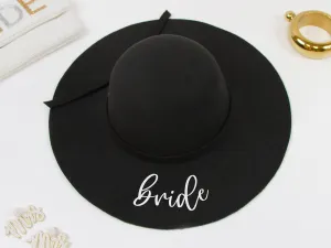 Bridal Party Black Felt Floppy Hat