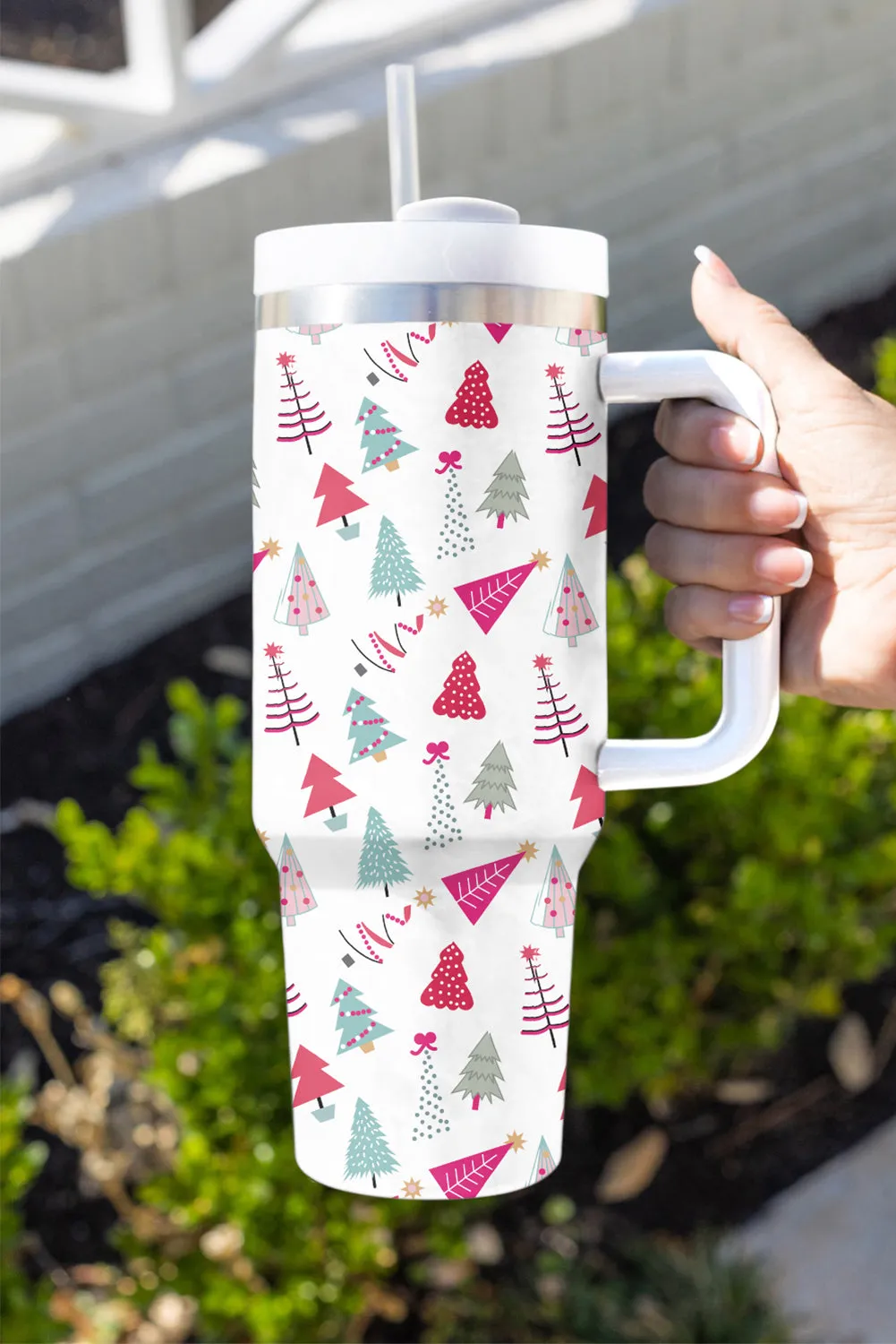 Cartoon Christmas Tree Printed Thermos Cup Holiday Christmas Gifts