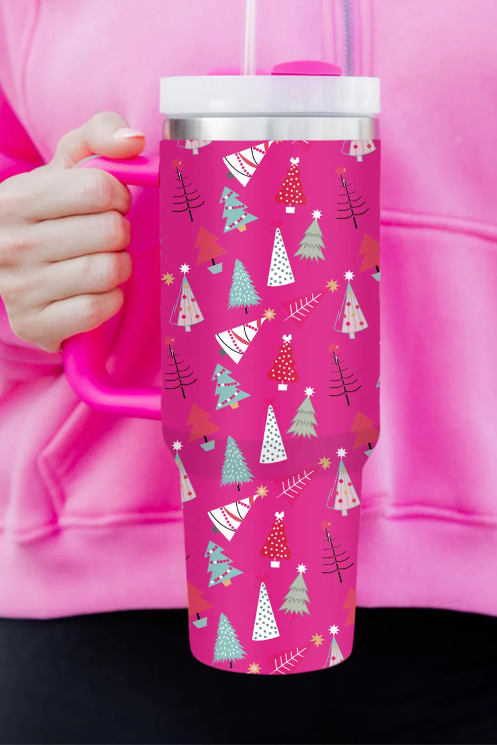 Cartoon Christmas Tree Printed Thermos Cup Holiday Christmas Gifts