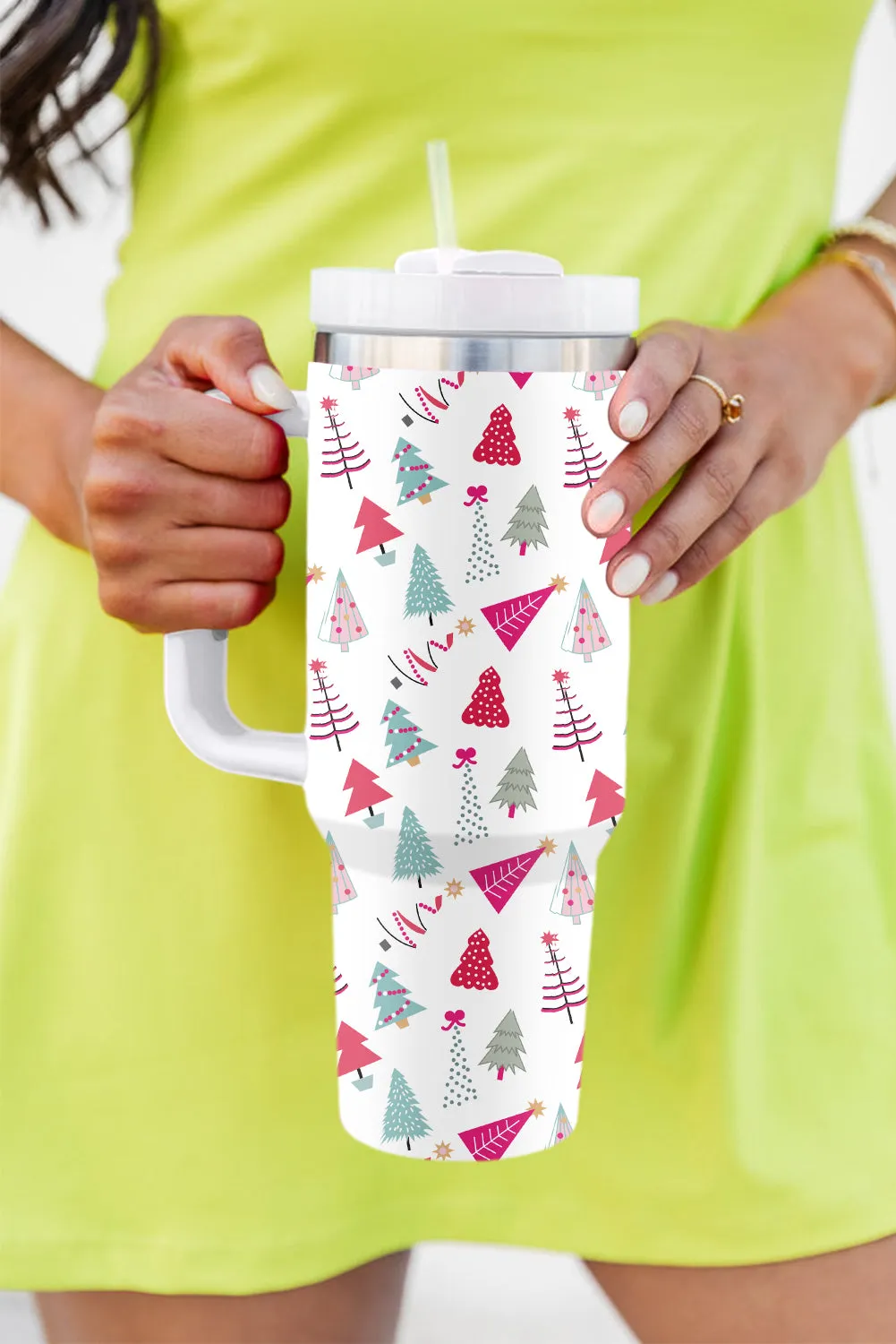 Cartoon Christmas Tree Printed Thermos Cup Holiday Christmas Gifts