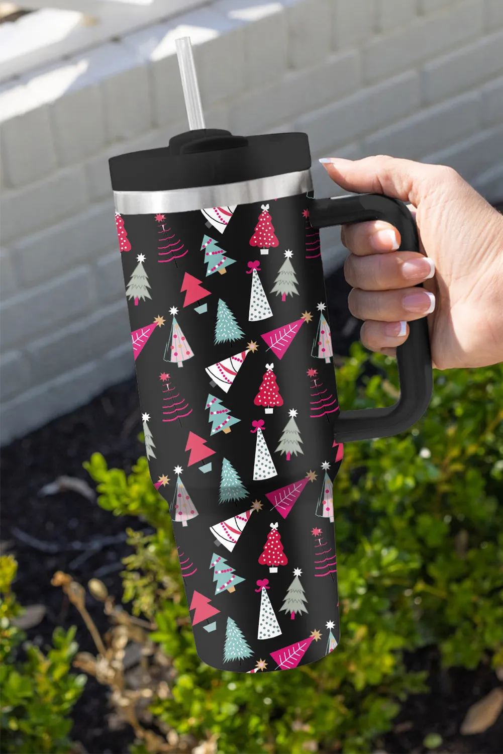 Cartoon Christmas Tree Printed Thermos Cup Holiday Christmas Gifts