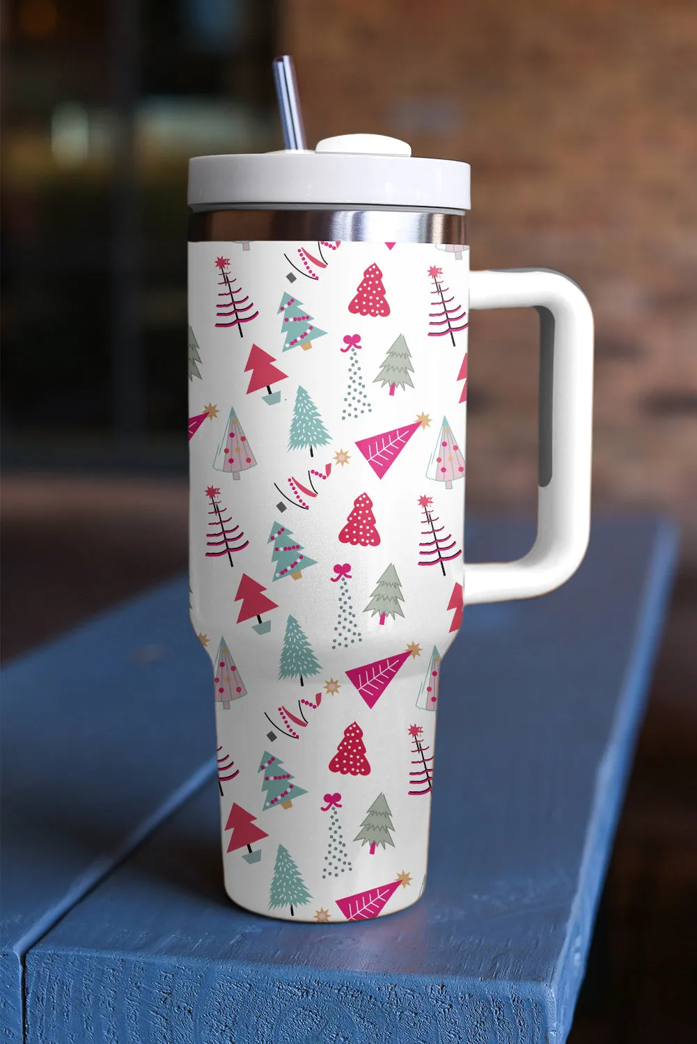 Cartoon Christmas Tree Printed Thermos Cup Holiday Christmas Gifts