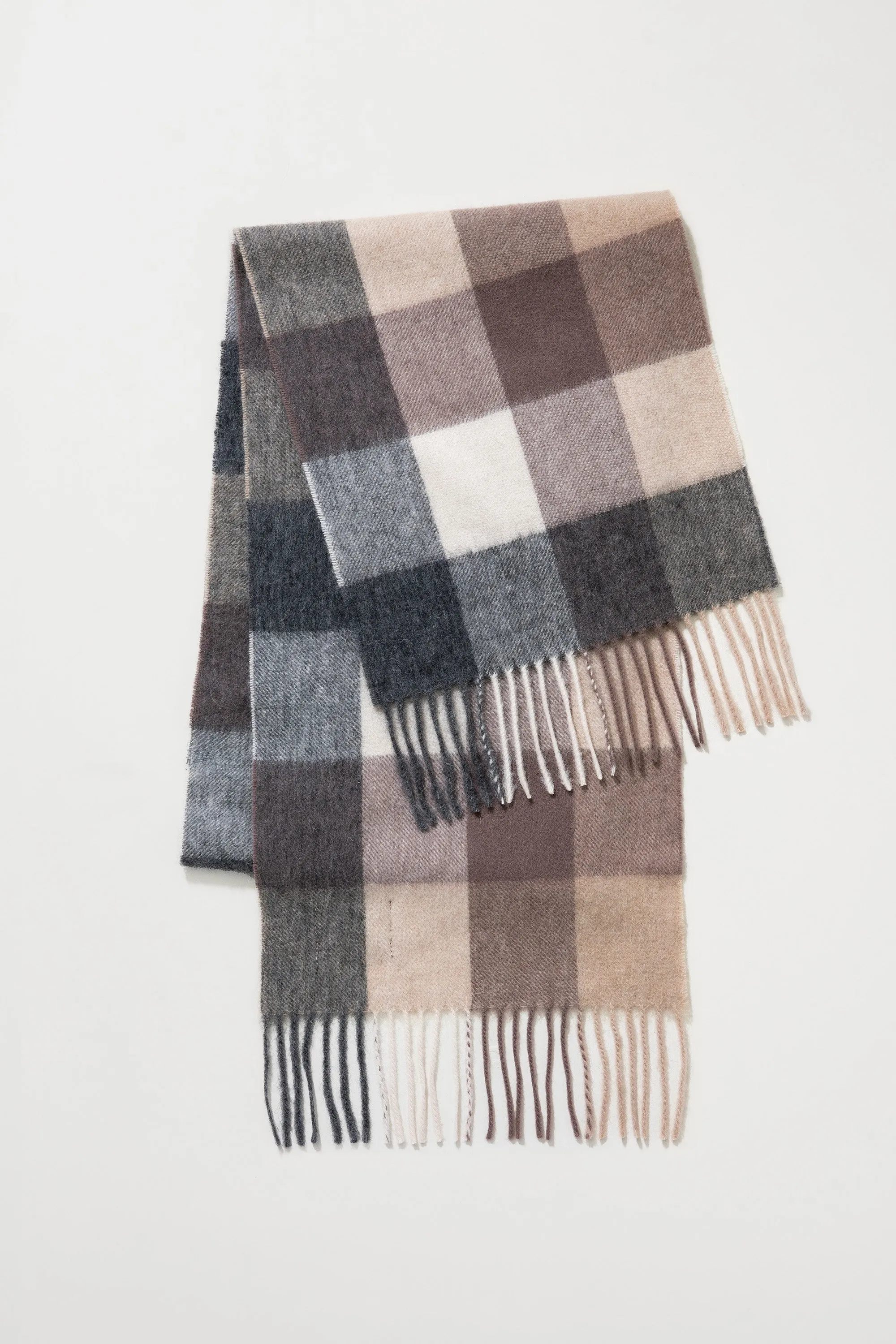 Checkers Lambswool Scarf - Natural