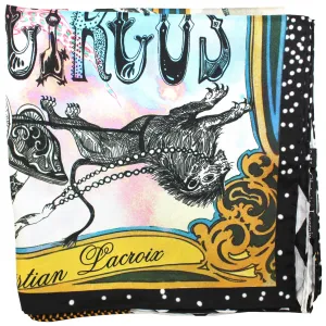 Christian Lacroix Scarf Black Gold Blue Circus Design - Silk Square Foulard