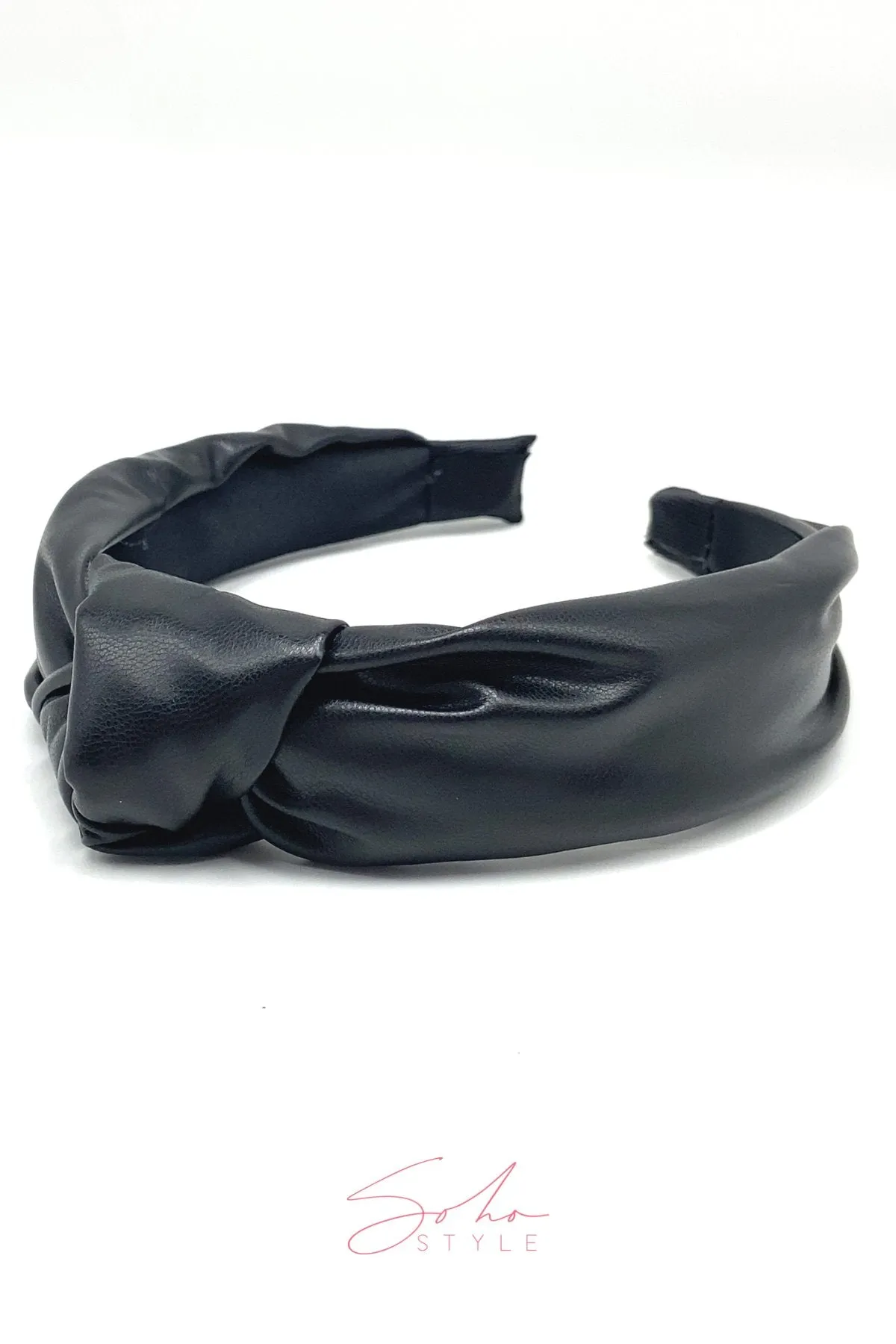 Comfortable black leather headband