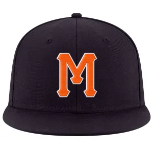 Custom Navy Orange-White Stitched Adjustable Snapback Hat