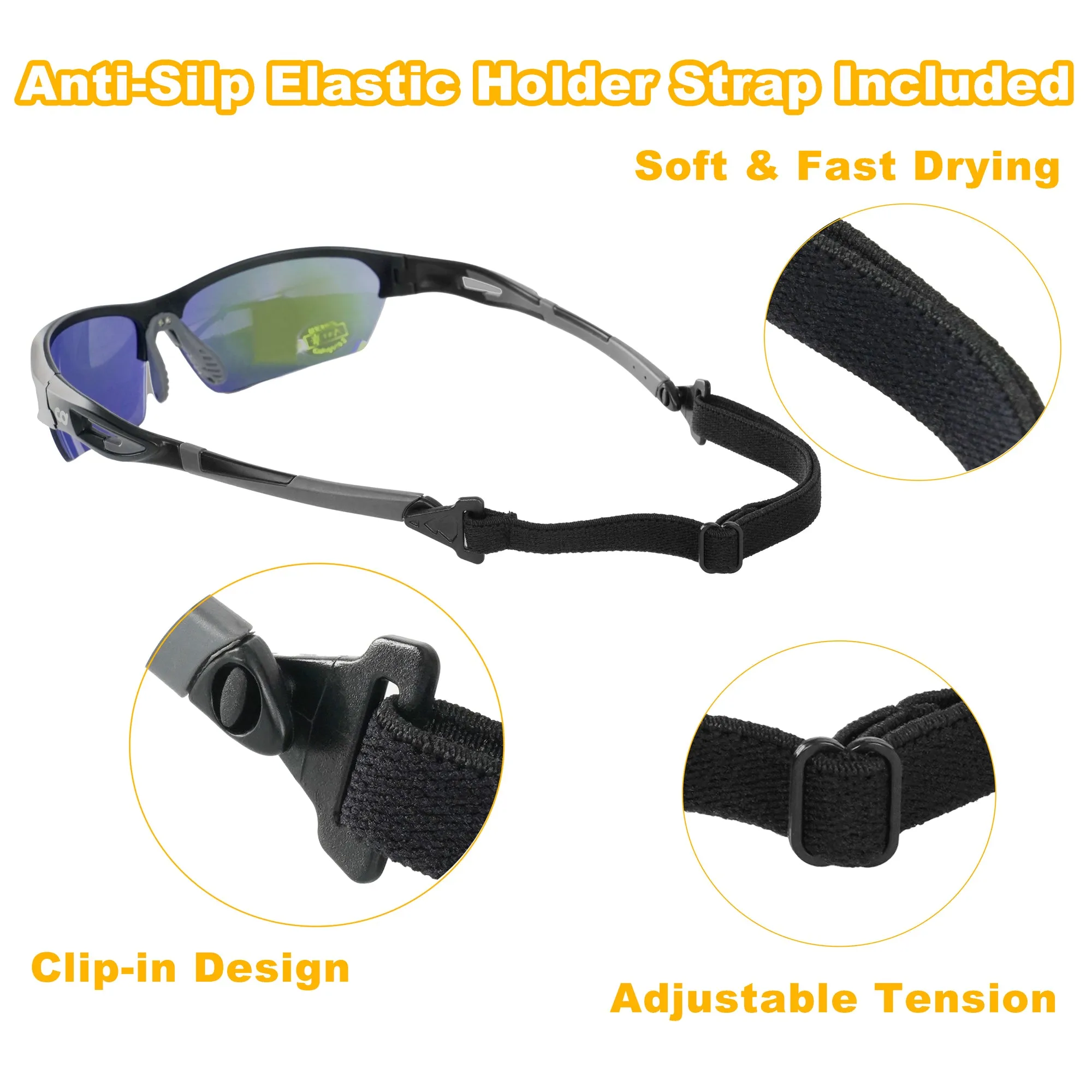 CyclingDeal Professional Wrap-Around Bike Cycling Sunglasses with 3 Pairs of Interchangeable Lenses - 100% UV400 Protection - Super Light & Durable, Anti-Scratch Design - with Anti-Slip Elastic Strap