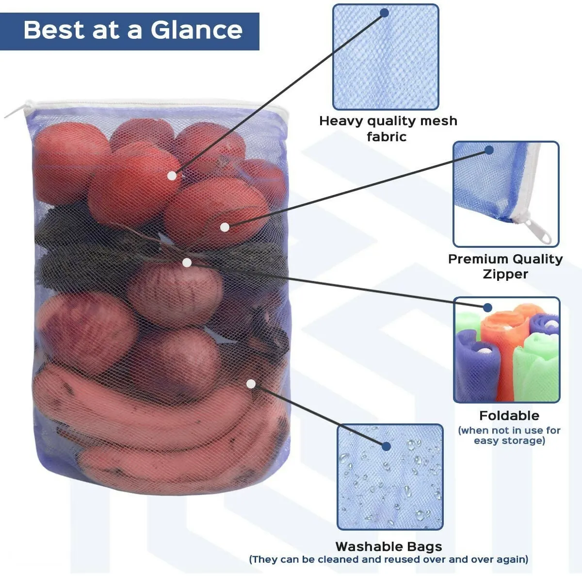 Double-Layer Fridge Net Bags (Pack of 6, Multicolor)