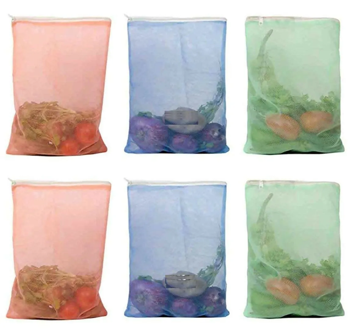 Double-Layer Fridge Net Bags (Pack of 6, Multicolor)