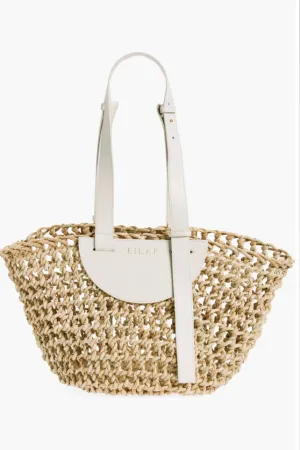 Eilaf Dom Large Straw Bag in Off White