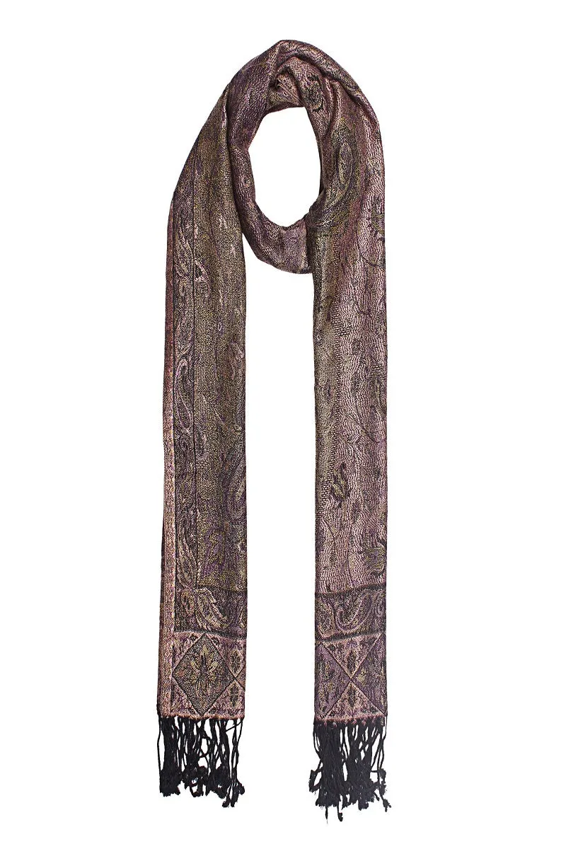 Enchanting Bronze Paisley Jacquard Scarf