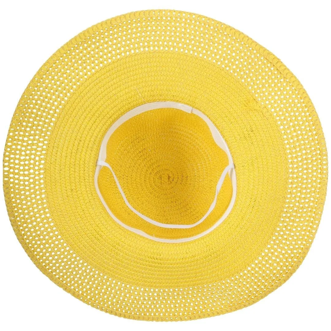 FabSeasons Plain Long Brim Yellow Beach and Sun Hat