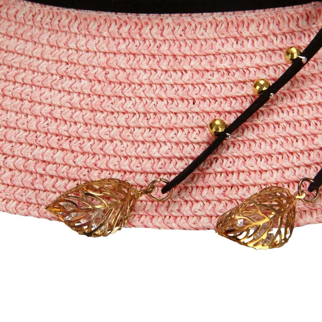 FabSeasons Short Falling Brim Pink Beach and Sun Hat