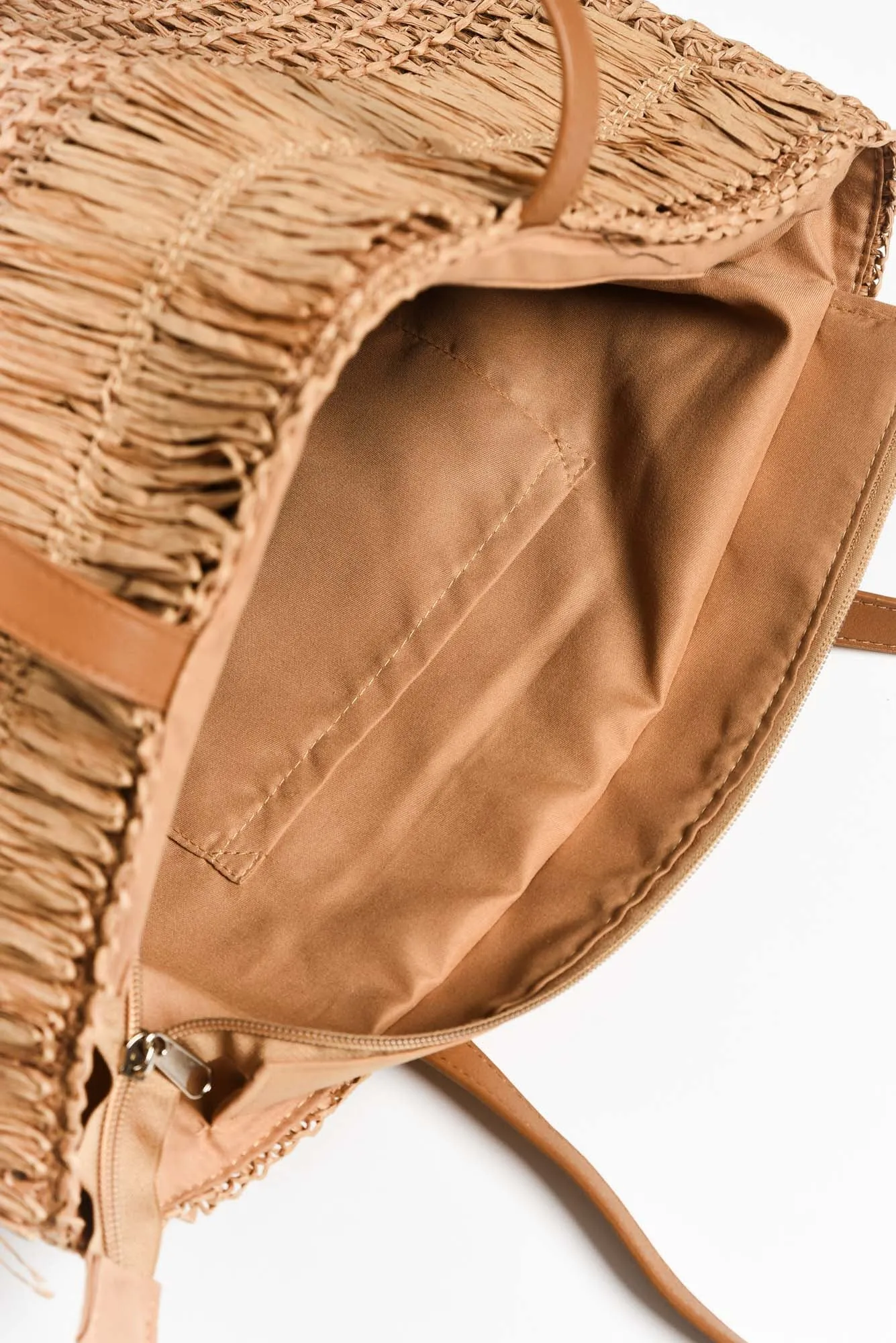 Fenton Tan Straw Tote Bag