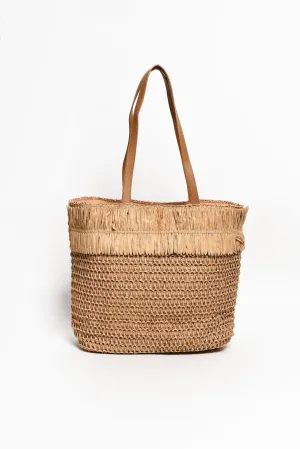 Fenton Tan Straw Tote Bag