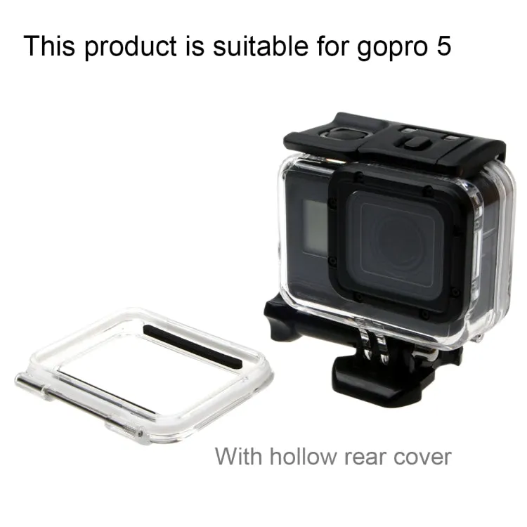 For GoPro HERO6 /5  30m Waterproof Housing Protective Case   Hollow Back Cover with Buckle Basic Mount & Screw, No Need to Disassemble Lens(GP413)