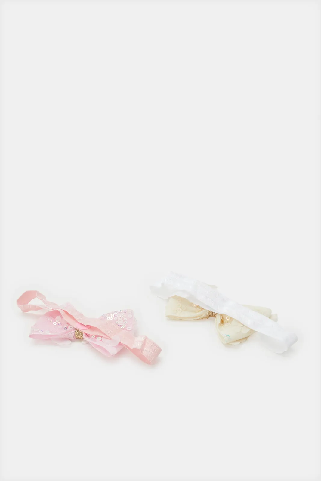 Girls Pink And White Embellished Headband Set Of (2 Piece)