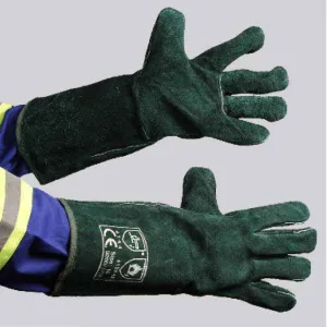 GRANGE GREEN LINED LEATHER GLOVE - ELBOW LENGTH