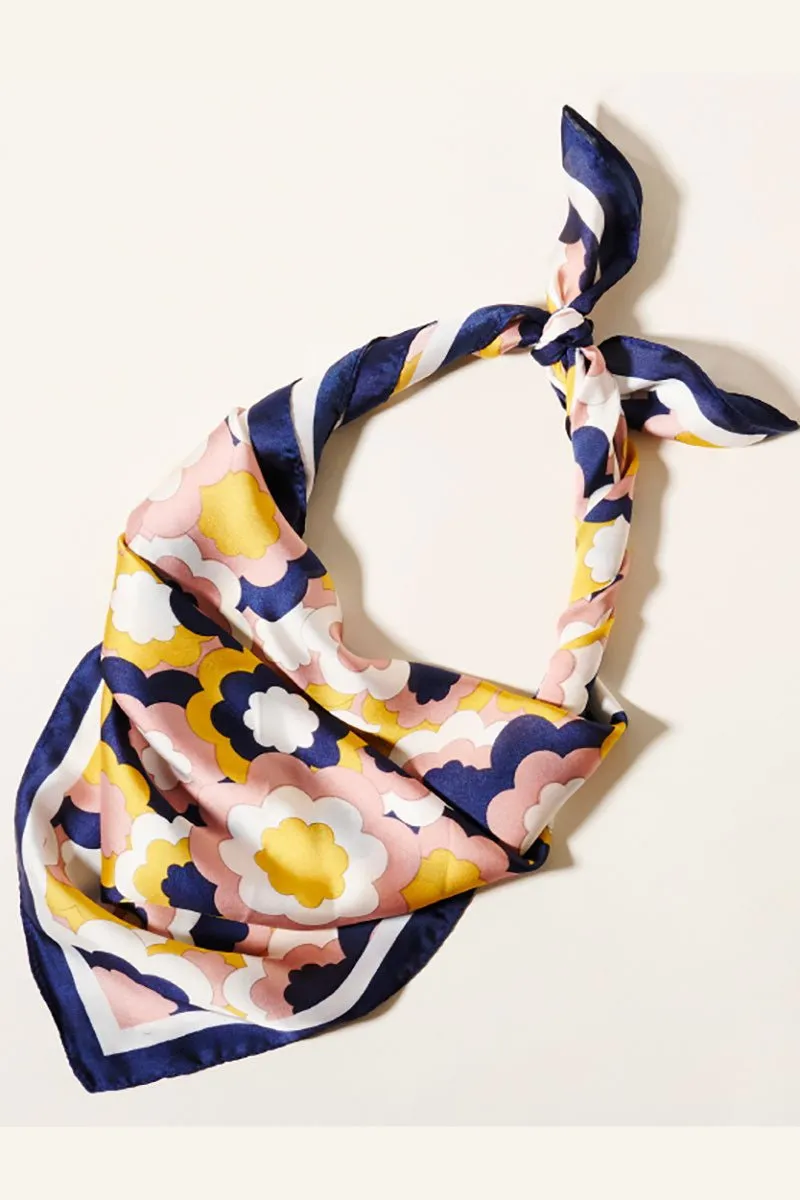 Groovy Boho Floral Navy Polyester Scarf