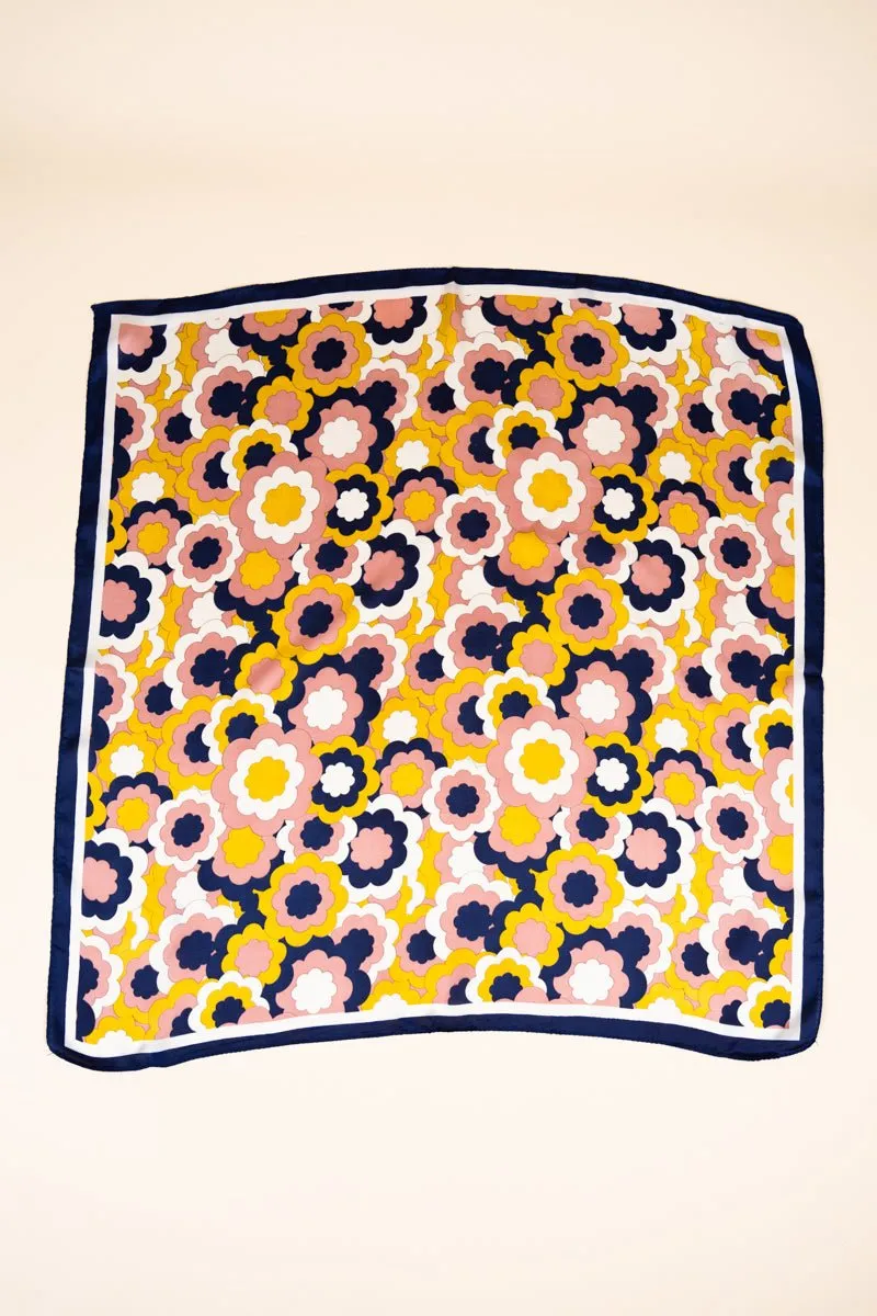 Groovy Boho Floral Navy Polyester Scarf