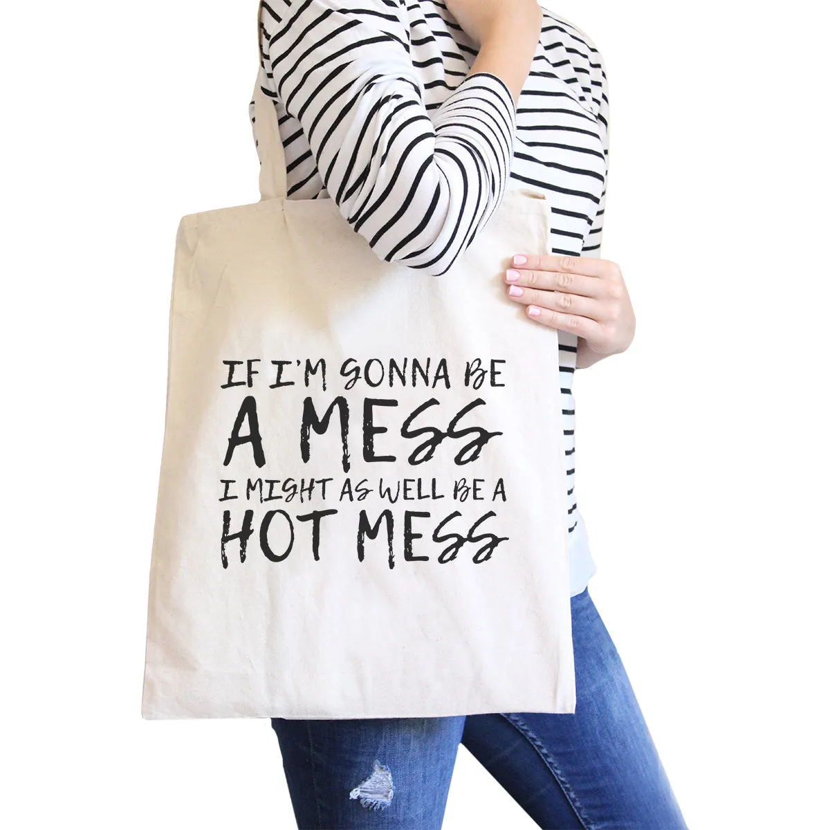 Hot Mess Canvas Shoulder Bag Cute Gym Fitness Workout Tote Gifts