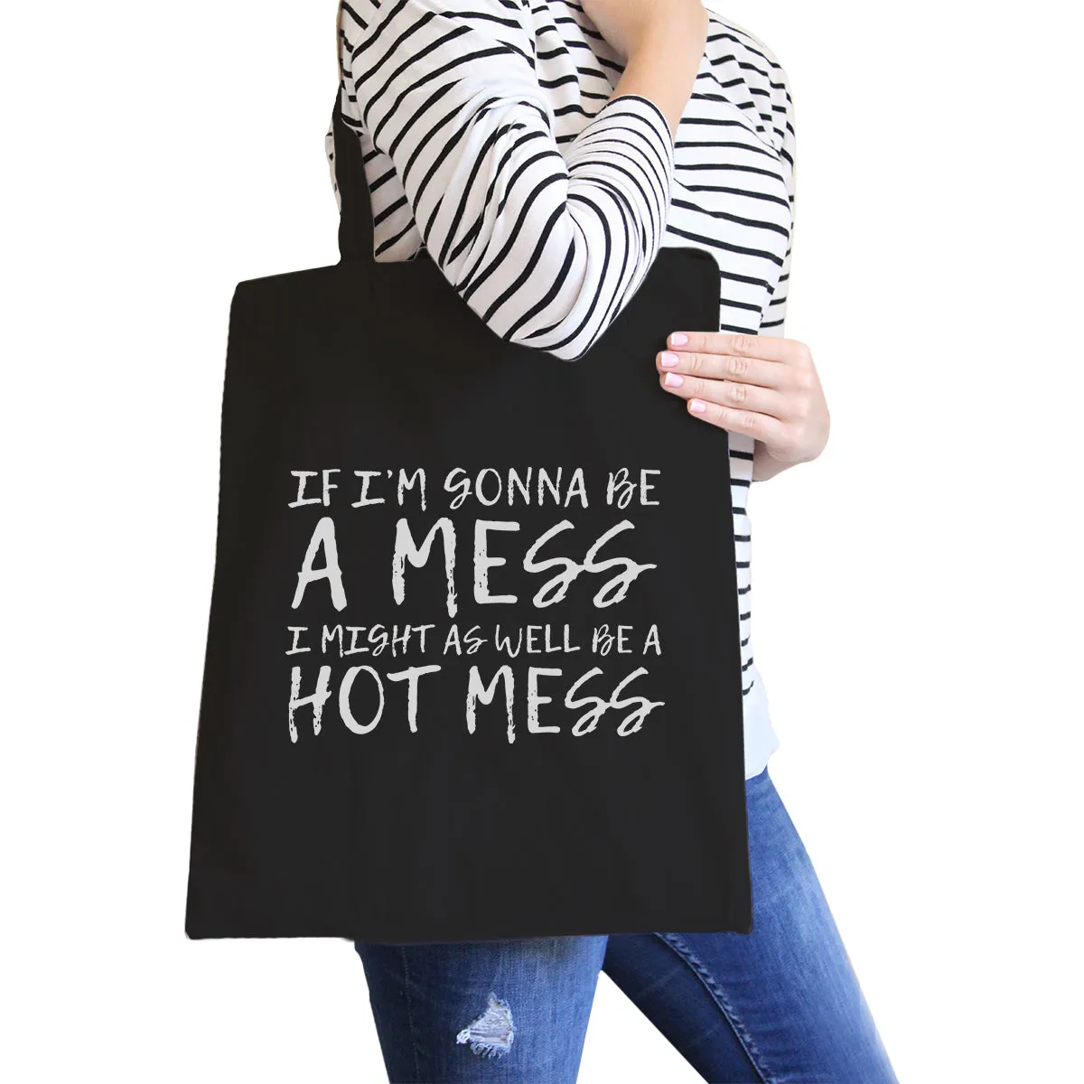 Hot Mess Canvas Shoulder Bag Cute Gym Fitness Workout Tote Gifts