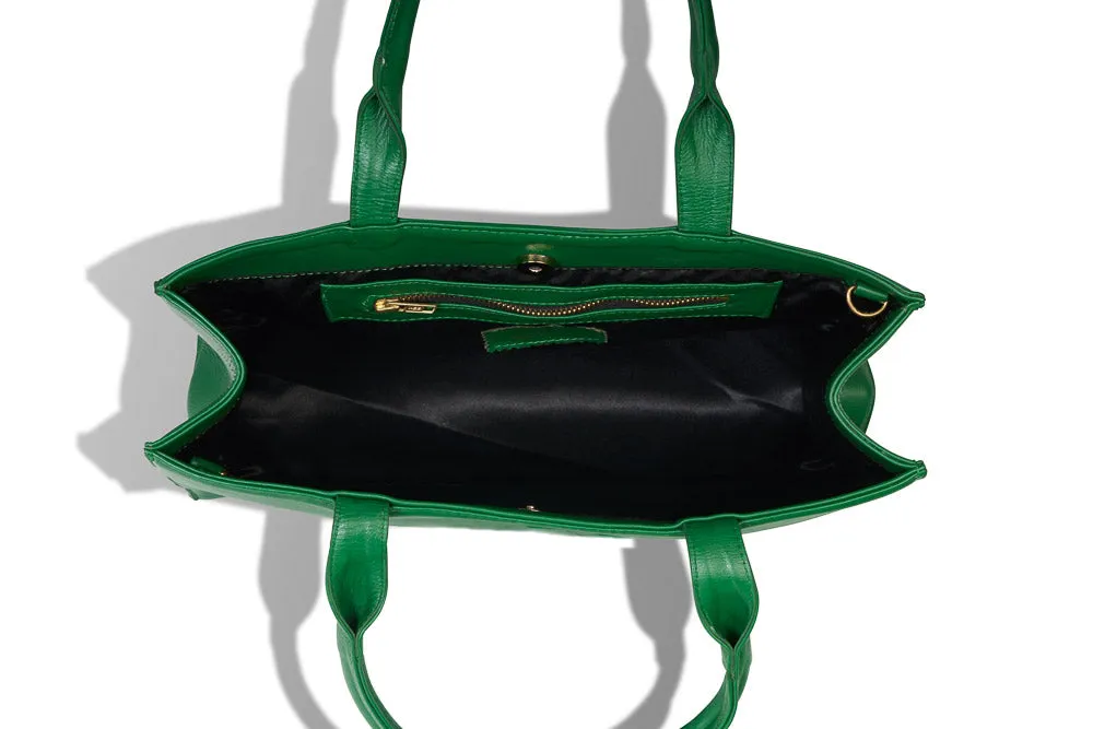 I Am One Dope Chick Leather Tote In Money Green